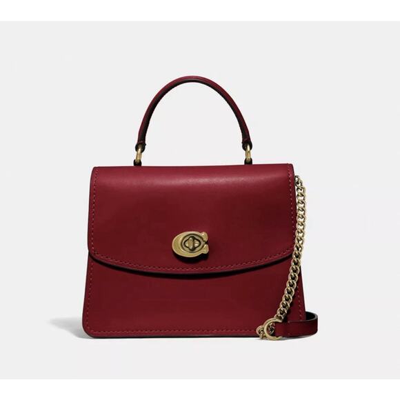 Coach Parker Top Handle Bag, Maroon Red Leather, Crossbody Bag, Satchel - Picture 11 of 11